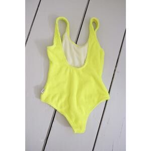Limeapple Girls Eco Ribbed Scoop Back One Piece Swimsuit Neon Yellow Sz 7